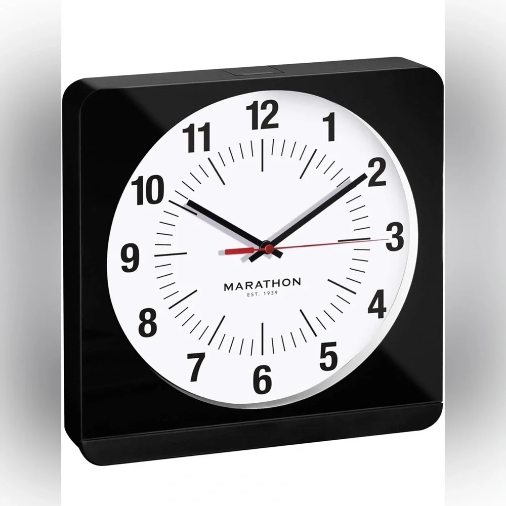 Marathon Analog Jumbo Black & White Wall Clock Silent Quartz Movement New in Box